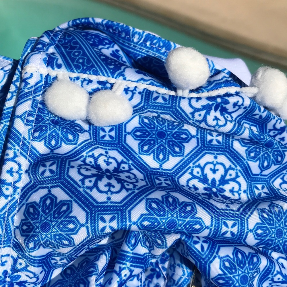 ✨Blue & White Patterned Bikini W/ Pom Pom Detail✨ - Picture 5 of 5